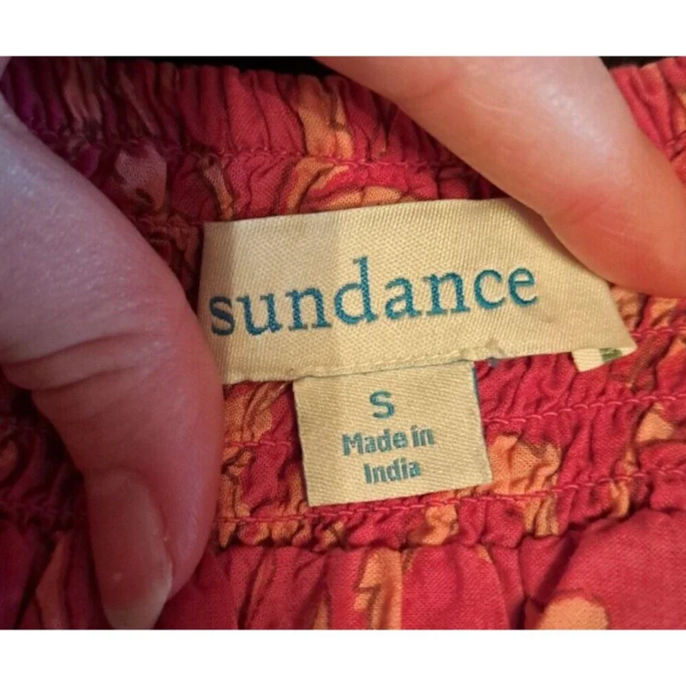 Sundance Smocked Elastic Waist Casual Lined Floral Boho Skirt Size Small